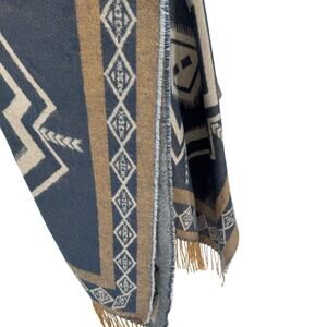 Marcus Adler Southwestern Shawl Vegan Fur Collar Cape Wrap Western One Size OS